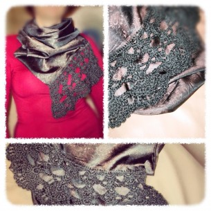 Silk  Scarf with a crocheted edging